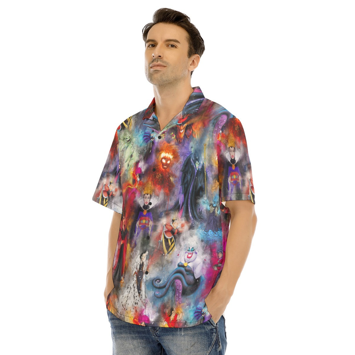 Watercolor Wicked Villains - Men's Hawaiian Button Up Shirt