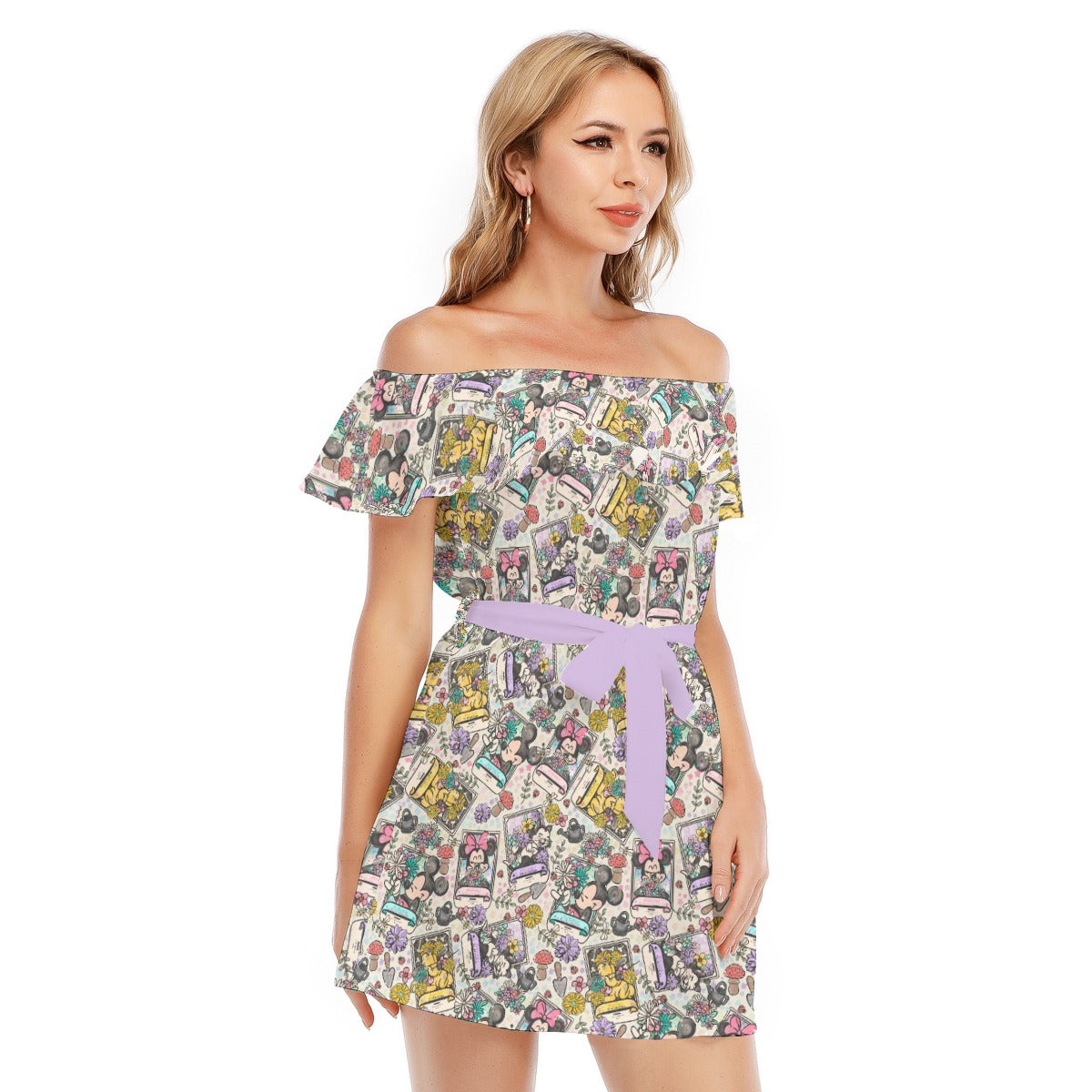 Garden Helpers Seed Packets - Women's Off-shoulder Ruffle Dress