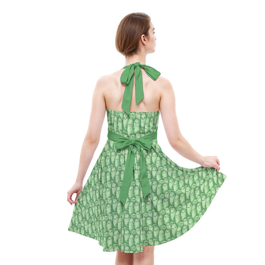 Kawaii Pickle Party - Women's Halter Vintage Pocket Dress