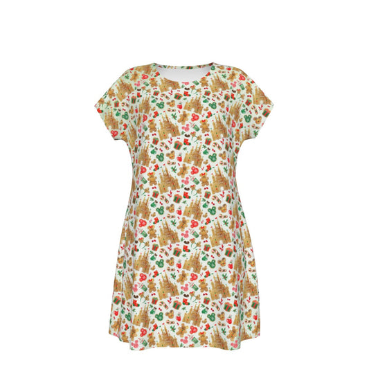 Gingerbread Castle Holiday Treats - Women's T-Shirt Dress