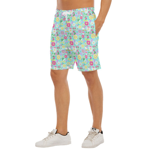 Neon Spring Floral Friends - Men’s Pocket Beach Shorts
