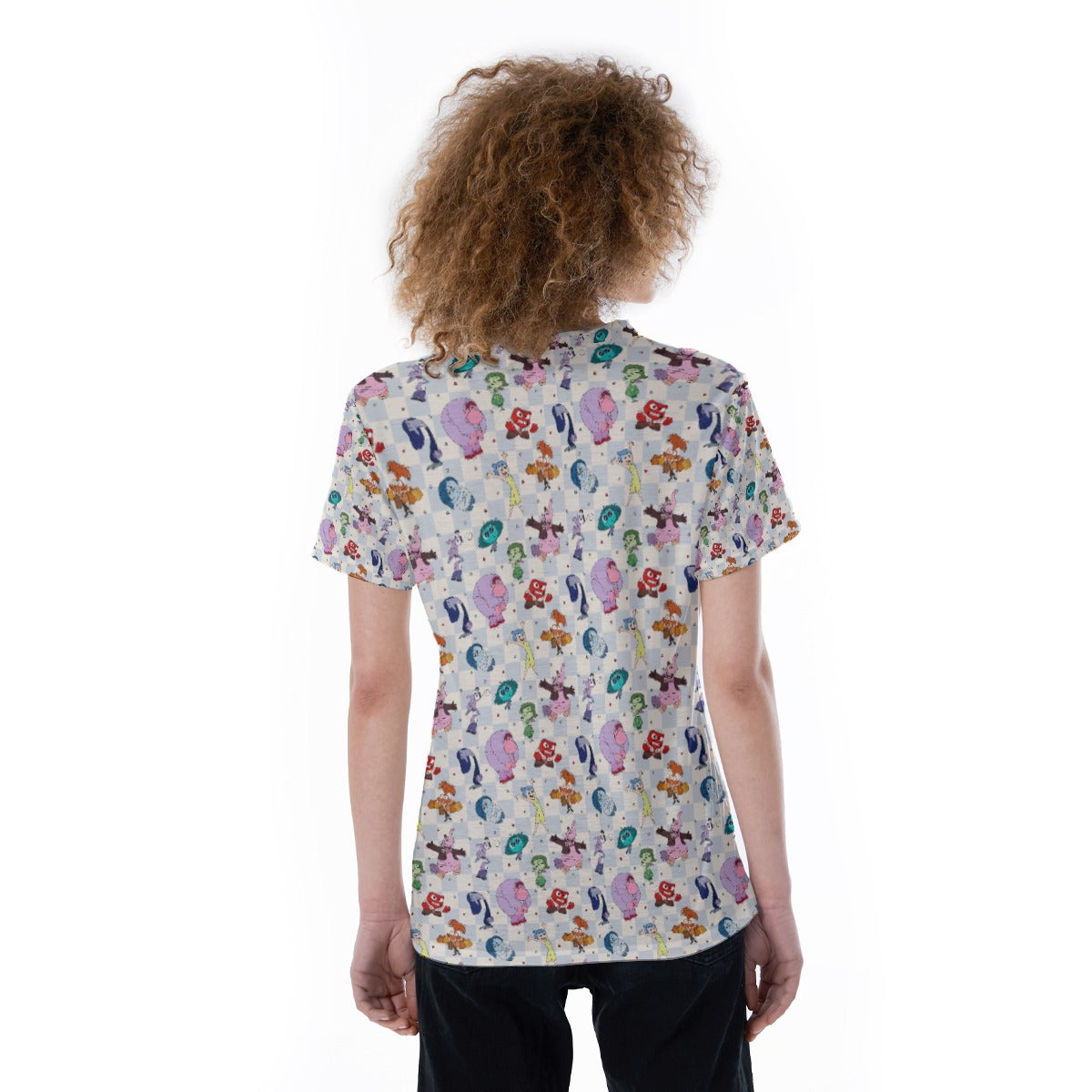 Blue Check Emotional Spectrum - Women's Short Sleeve V-Neck T-Shirt