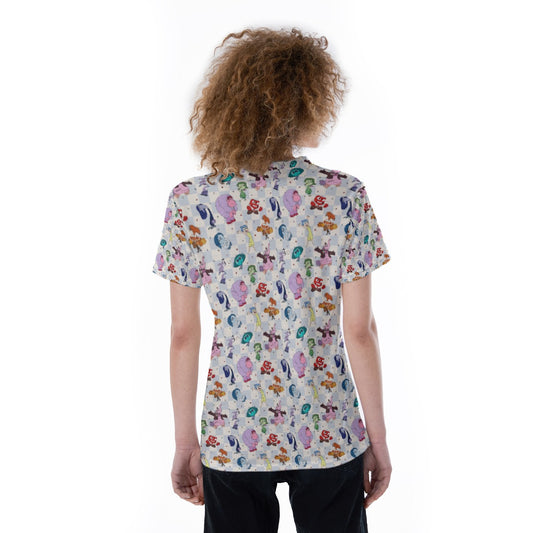 Blue Check Emotional Spectrum - Women's Short Sleeve V-Neck T-Shirt