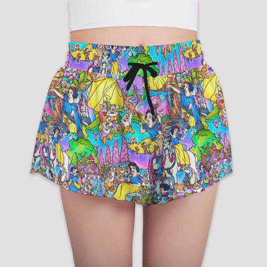 Fairest Princess Storybook Scenes - Girls’ Flowy Pocket Shorts