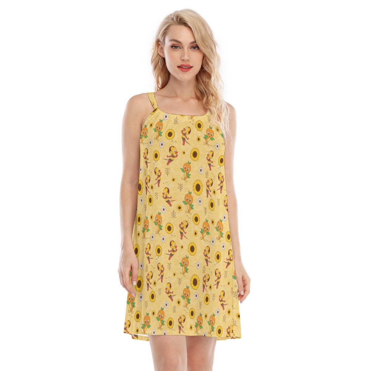 Cheerful Bee & Citrus Bird - Women’s Adjustable Sundress