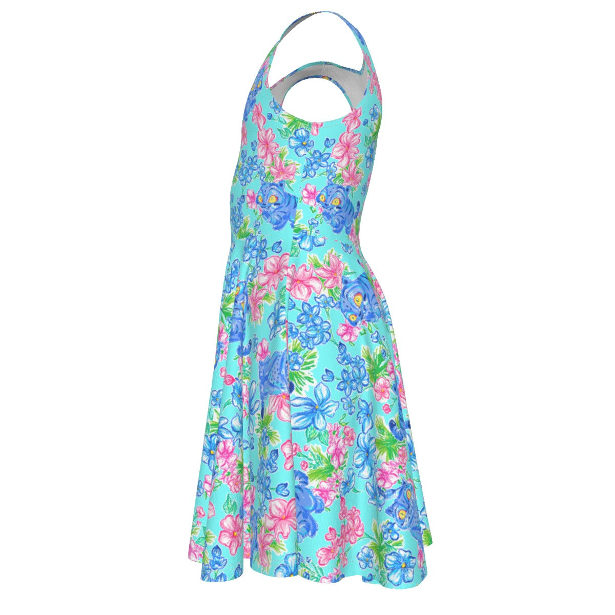 Derpy Tiger Blooms - Kid's Sleeveless Skater Dress