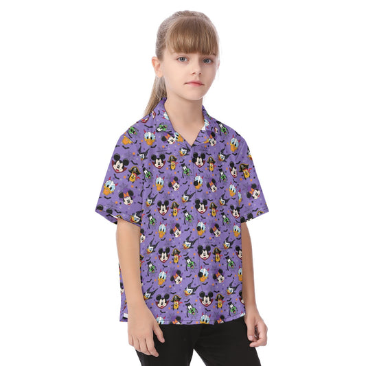 Halloween Friends in Costumeeads - Kid's Hawaiian Button Up Shirt