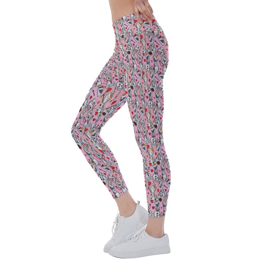 Sketched Snowman Valentine’s Day - Women's Yoga Leggings