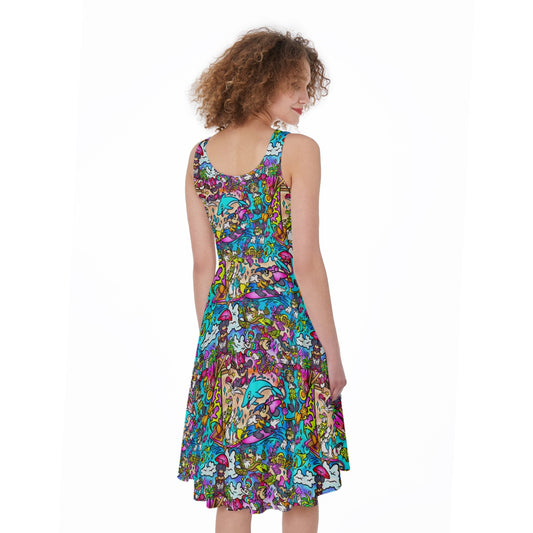 Island Beach Bash - Pocket Midi Skater Dress