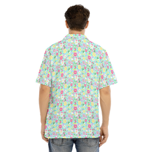 Neon Spring Floral Friends - Men's Hawaiian Button Up Shirt