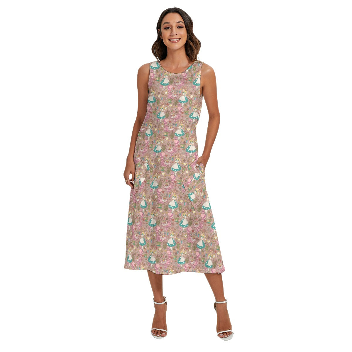 Whimsical Wonderland Cottagecore - Women’s Diagonal Pocket Midi Dress