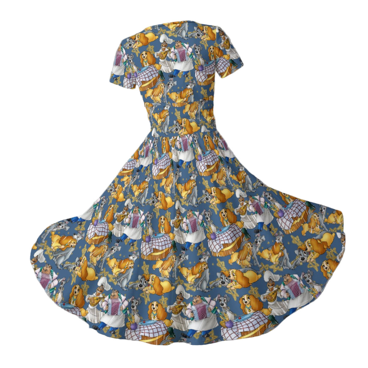 Puppy Love Sketch - Women's V-Neck Ruched Midi Dress