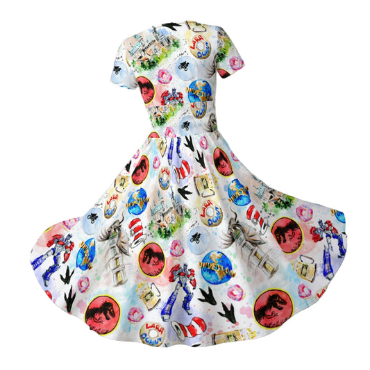 A Universal Adventure - Women's V-Neck Ruched Midi Dress