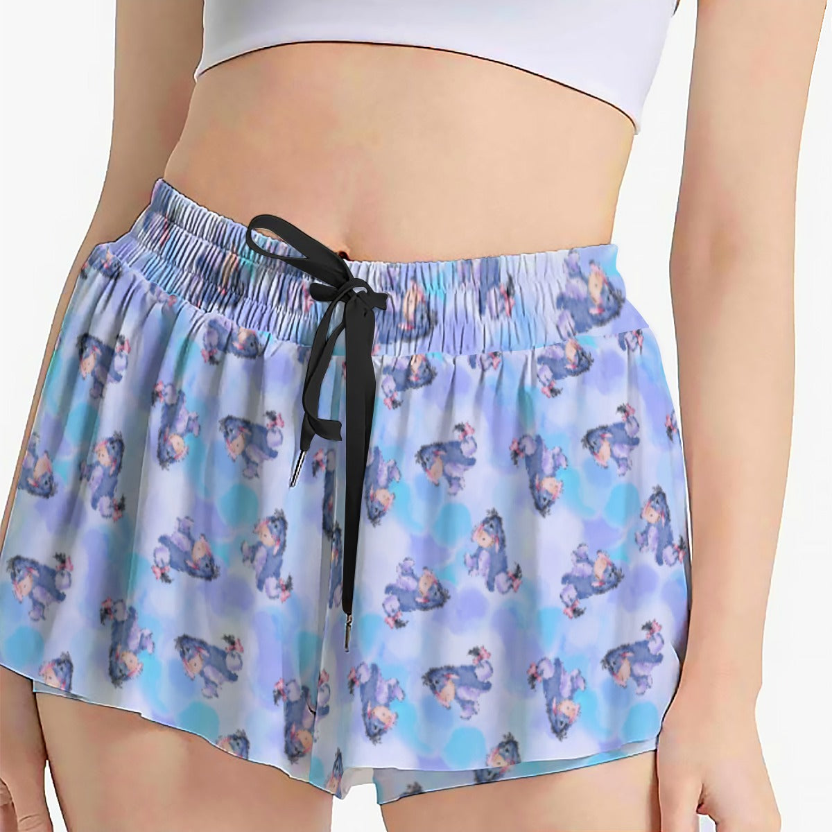 Watercolor Gentle Donkey - Women's Flowy Pocket Shorts