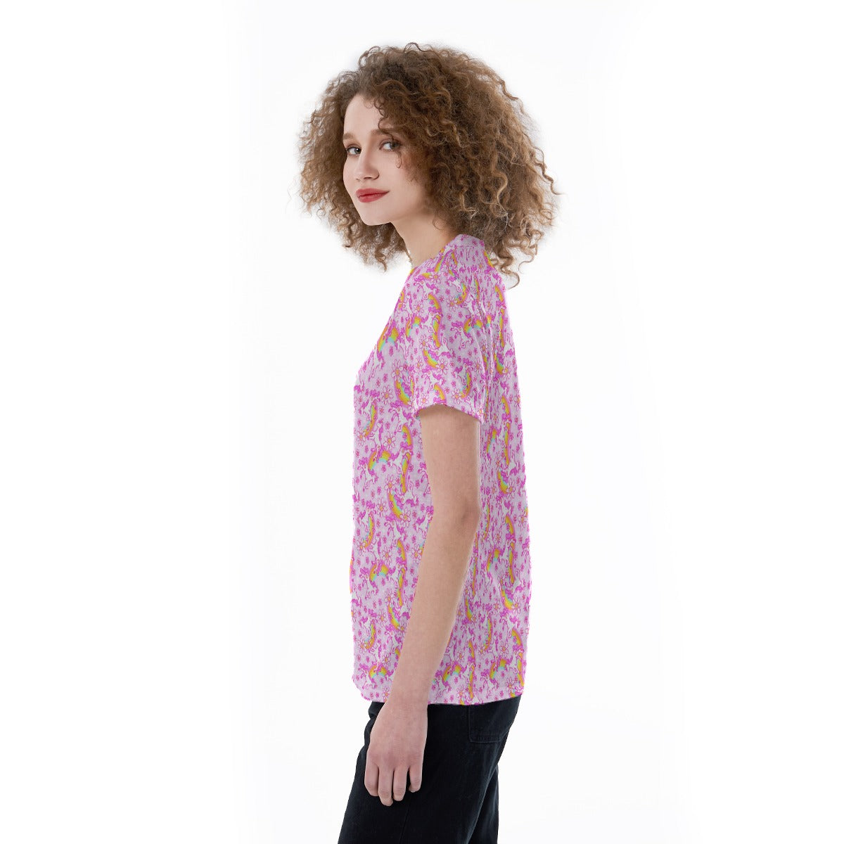 Unicorn Rainbows - Women's Short Sleeve V-Neck T-Shirt