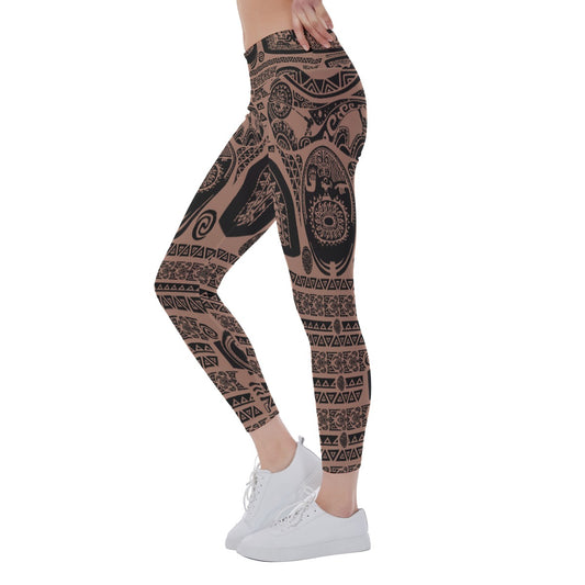 Polynesian Tattoo Motifs - Women's Yoga Leggings