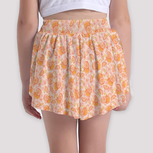Summer Fruits - Oranges - Girls’ Flowy Pocket Shorts