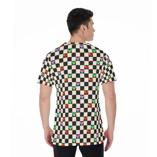 Rainbow Checker Mouse Ears - Men's Short Sleeve T-Shirt