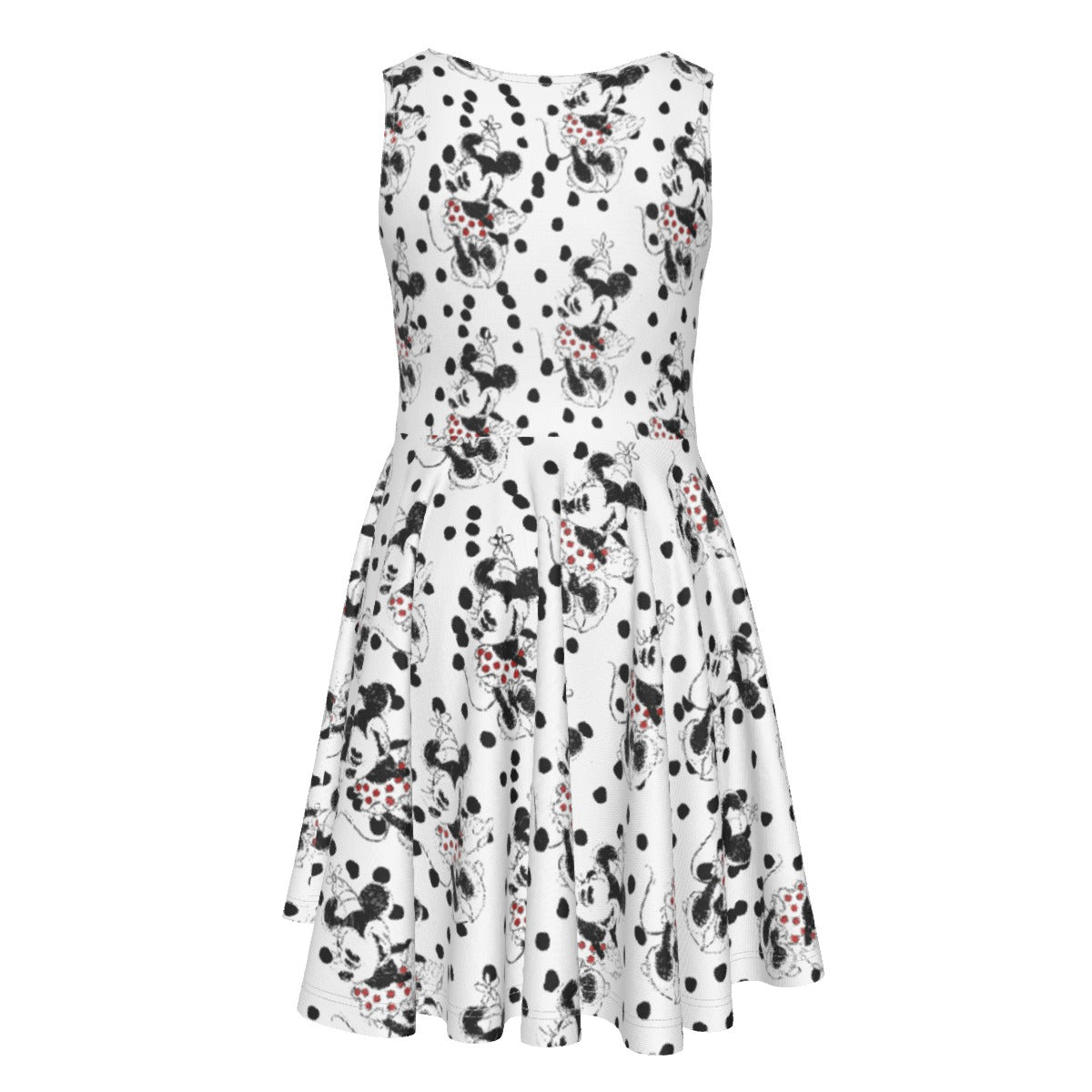 Sketch of Polka Dot Mouse- Kid's Sleeveless Skater Dress