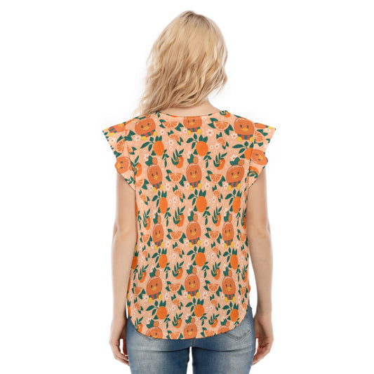 Juicy Citrus Friend - Women’s Flutter Sleeve Top