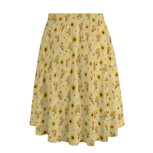 Cheerful Bee & Citrus Bird - Women’s Pocket Midi Skirt