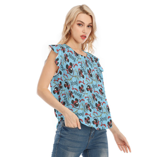 Pirate Mouse Ahoy! - Women’s Flutter Sleeve Top