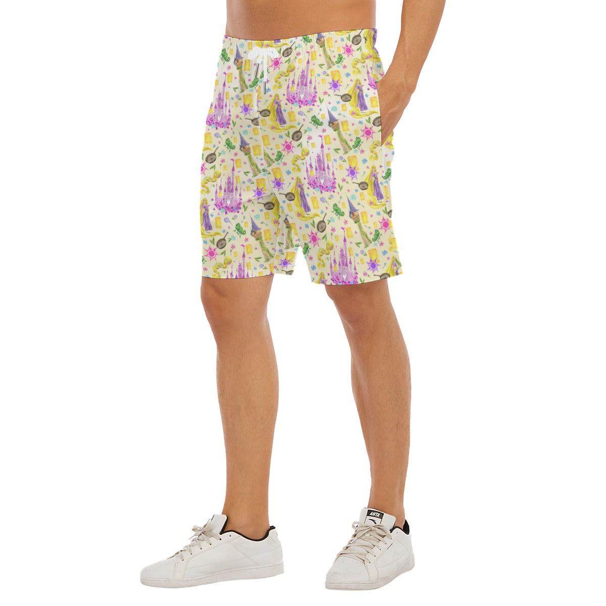 Watercolor Golden Hair Kingdom - Men’s Pocket Beach Shorts