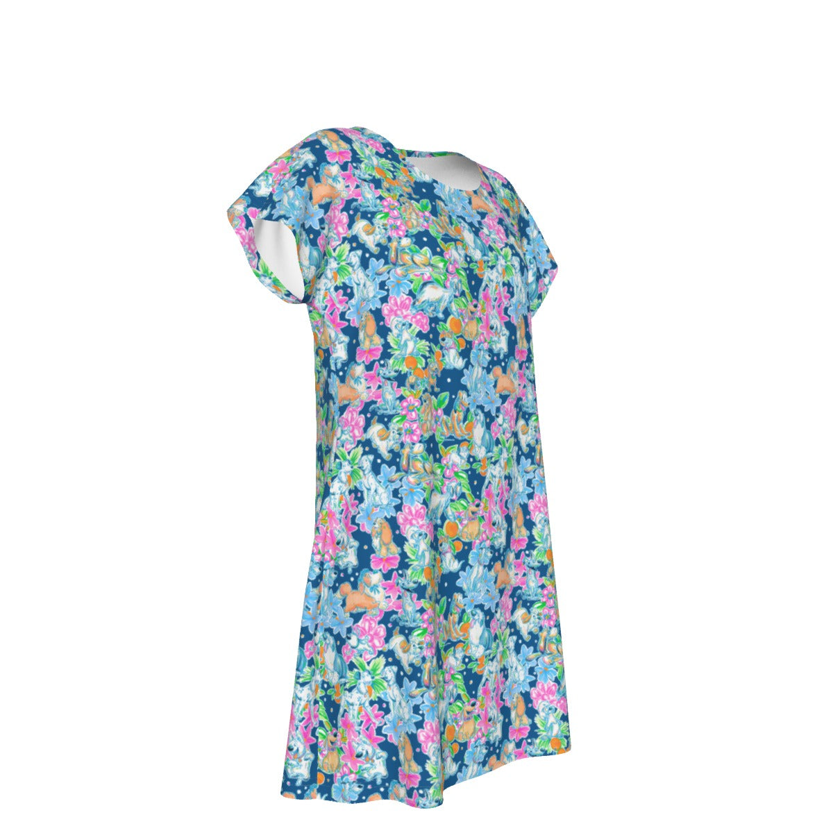 Tropical Paws & Petals - Beloved Dogs - Women's T-Shirt Dress