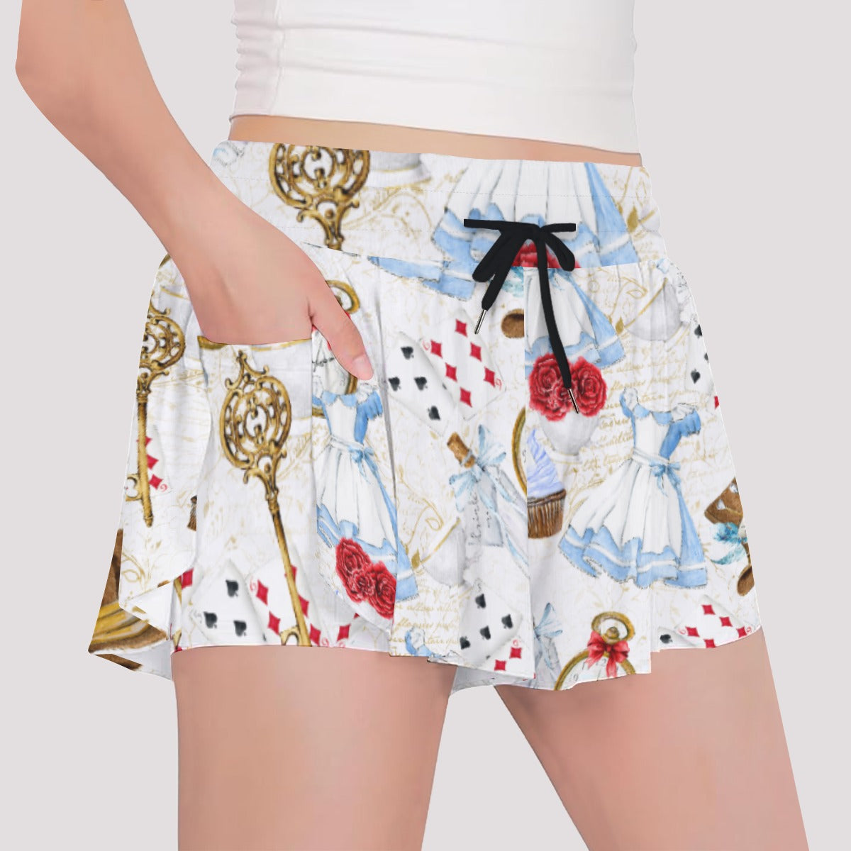 Curious Wonderland Icons - Girls’ Flowy Pocket Shorts
