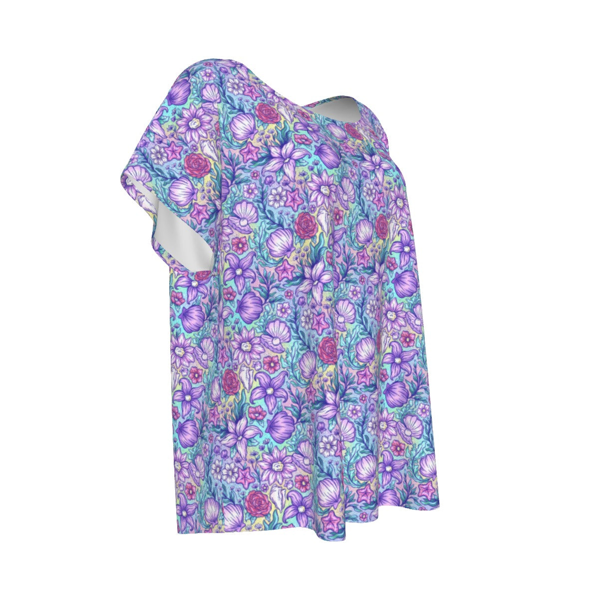 Fairytale Florals – Mermaid Princess - Women’s Relaxed Fit Scoop Tee