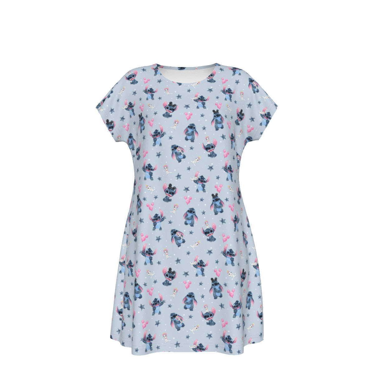 Happy Blue Alien - Women's T-Shirt Dress