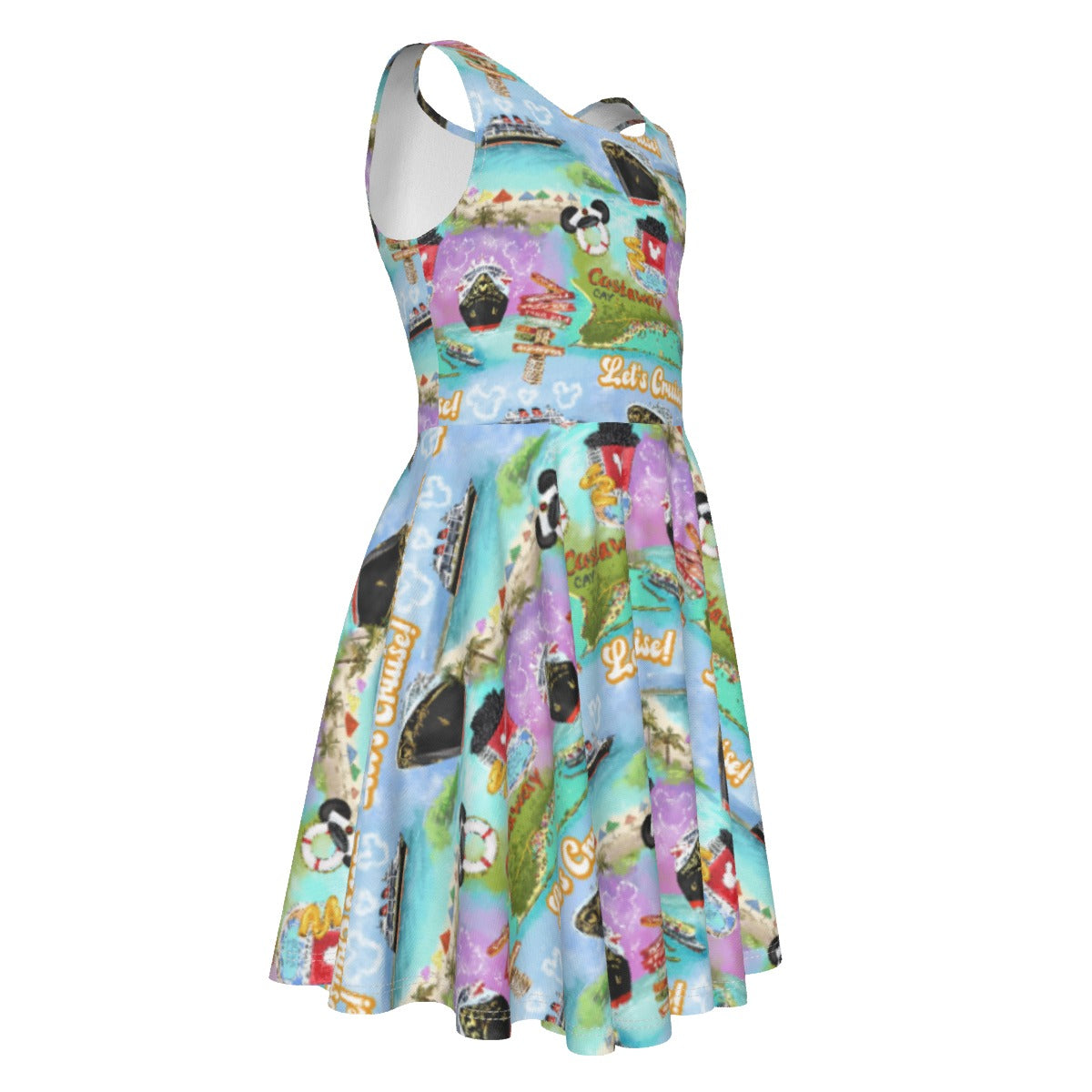 Tropical Castaway Island - Kid's Sleeveless Skater Dress