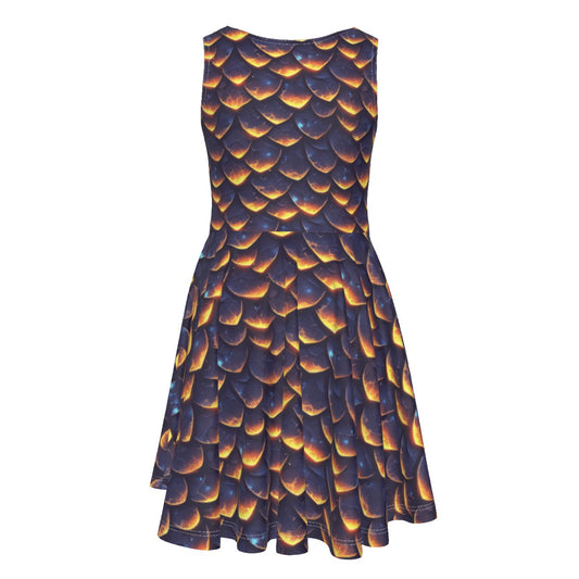 Animal Print - Dragon - Kid's Sleeveless Skater Dress