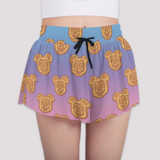 Rainbow Mouse Waffles - Girls’ Flowy Pocket Shorts