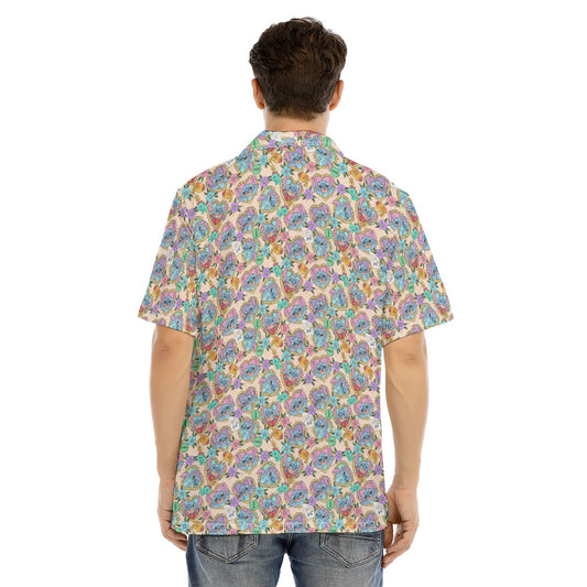 Tattoo Hearts Island Mischief - Men's Hawaiian Button Up Shirt
