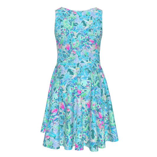 Bright Floral Flight - Neverland Adventure - Kid's Sleeveless Skater Dress
