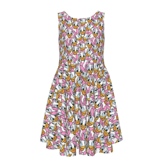 Many Faces of Sassy Duck - Kid's Sleeveless Skater Dress