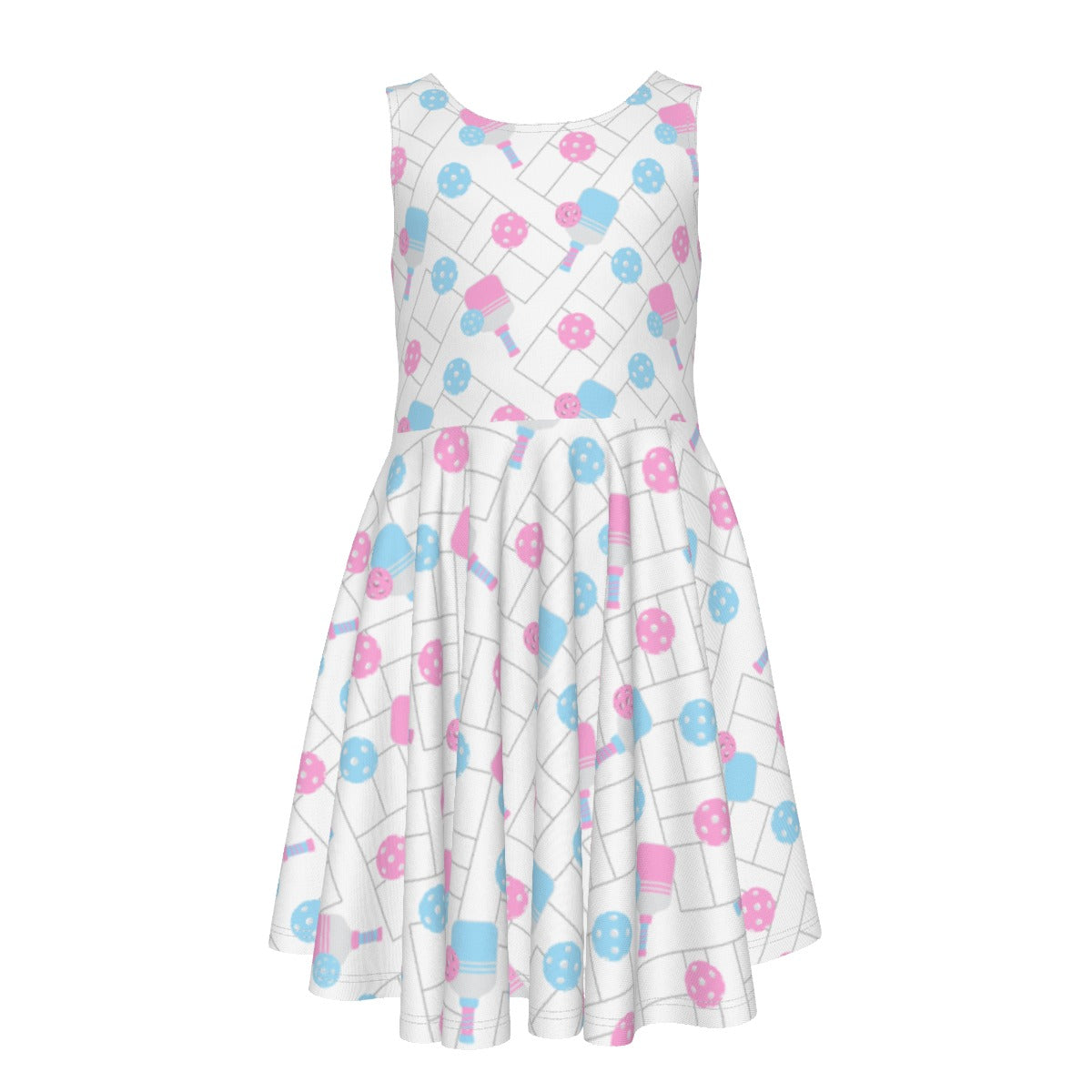 Pickleball Court Spin - Kid's Sleeveless Skater Dress