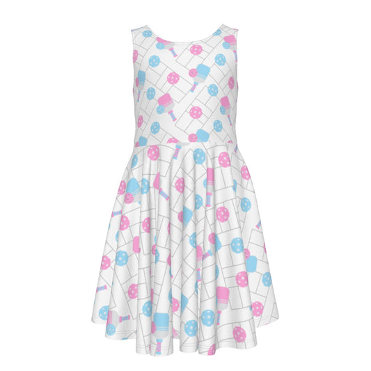 Pickleball Court Spin - Kid's Sleeveless Skater Dress
