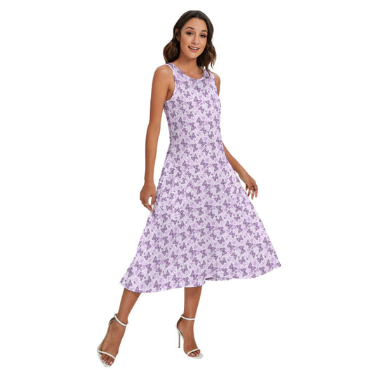 Lavender Butterflies - Women’s Diagonal Pocket Midi Dress