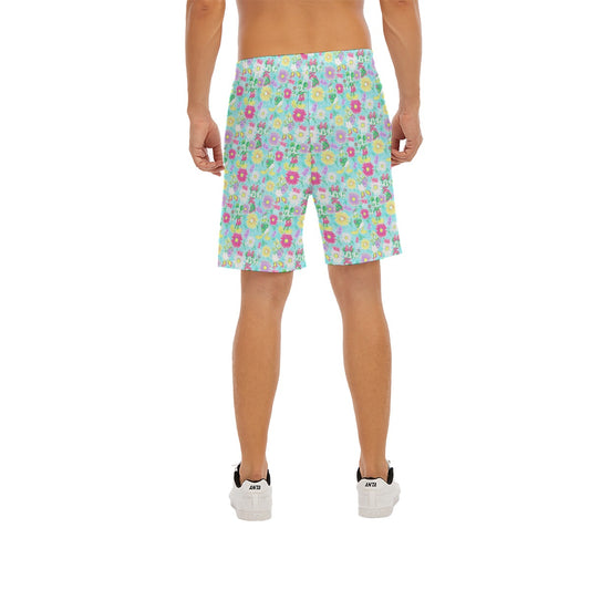 Neon Spring Floral Friends - Men’s Pocket Beach Shorts
