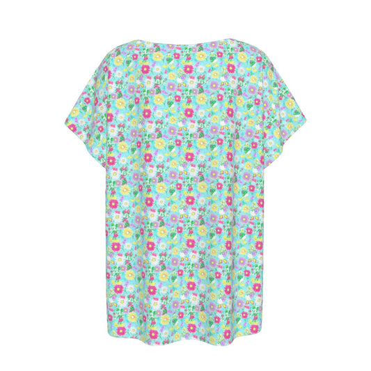 Neon Spring Floral Friendsends - Women’s Relaxed Fit Scoop Tee