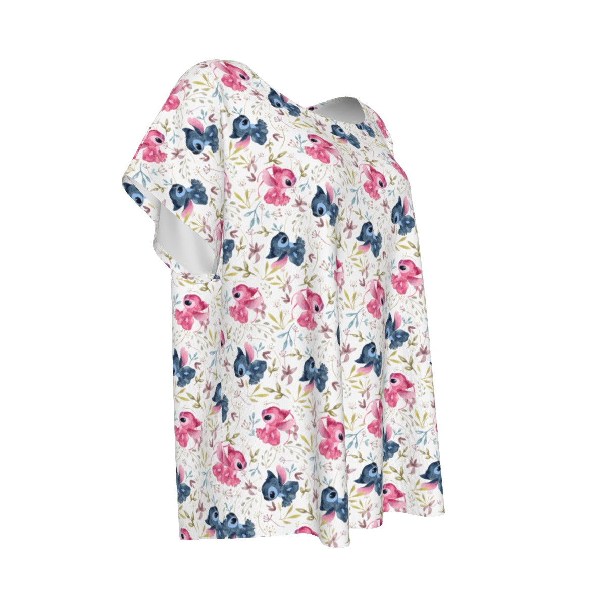 Blue Alien & Pink Friend Love - Women’s Relaxed Fit Scoop Tee