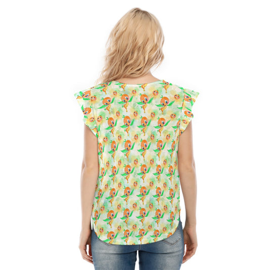 Sunny Citrus Thoughts - Women’s Flutter Sleeve Top