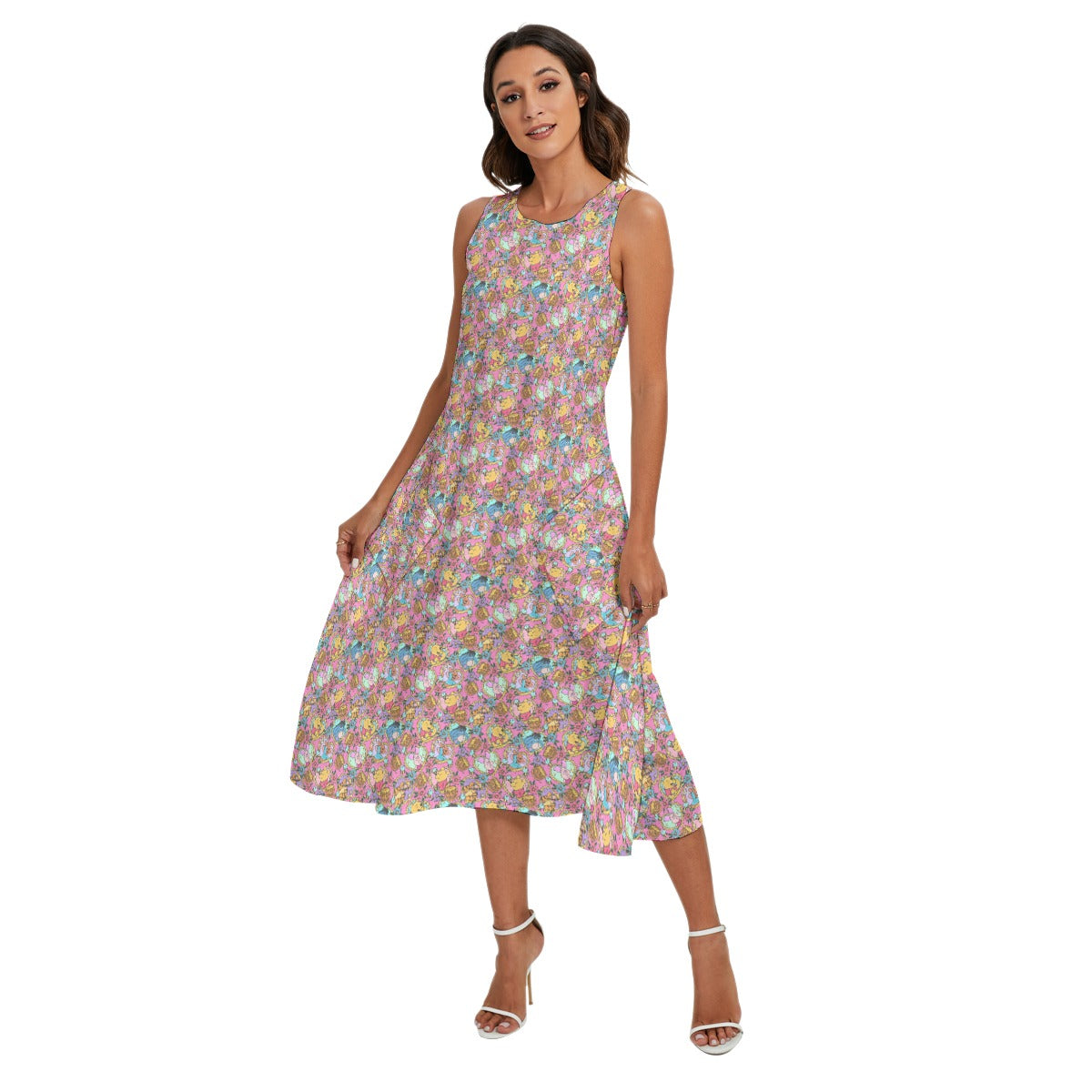 Tattoo Hearts Woodland Friendsends - Women’s Diagonal Pocket Midi Dress