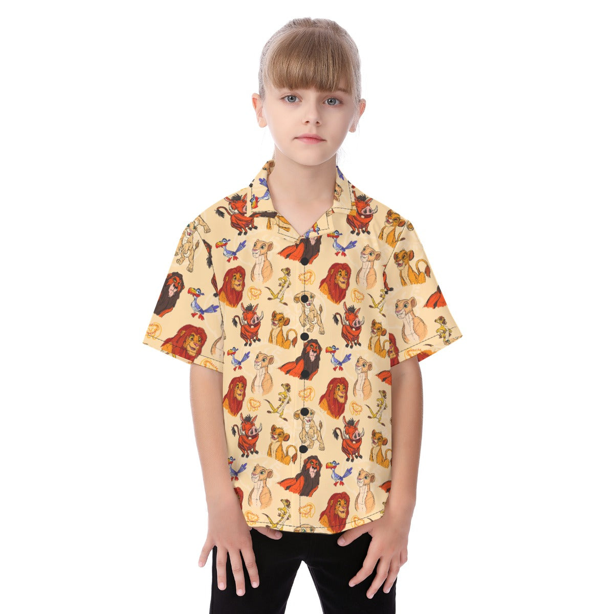 Sketched Savanna Friends - Kid's Hawaiian Button Up Shirt