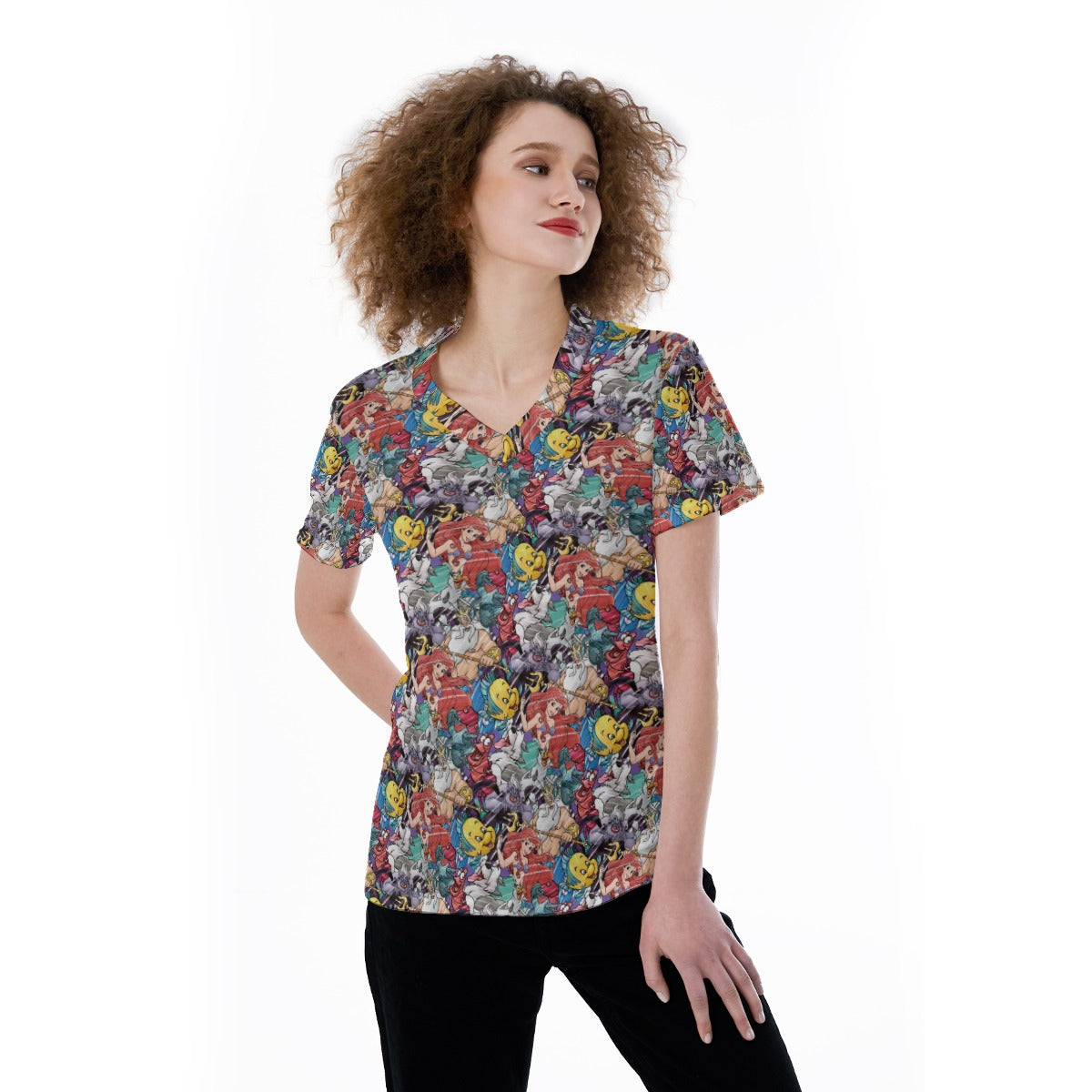 Undersea Crew Sketch - Women's Short Sleeve V-Neck T-Shirt