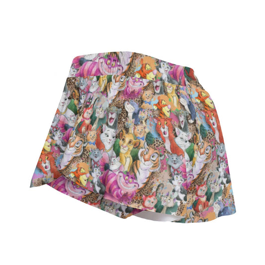 Whimsical Storybook Cats - Women's Flowy Pocket Shorts