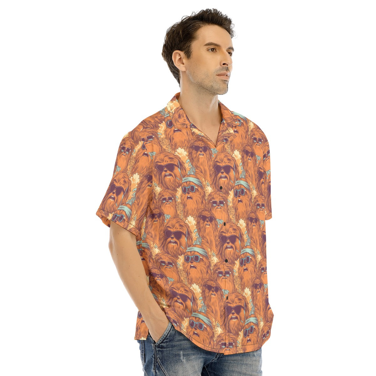 Retro Furry Friend Summer Vibes - Men's Hawaiian Button Up Shirt