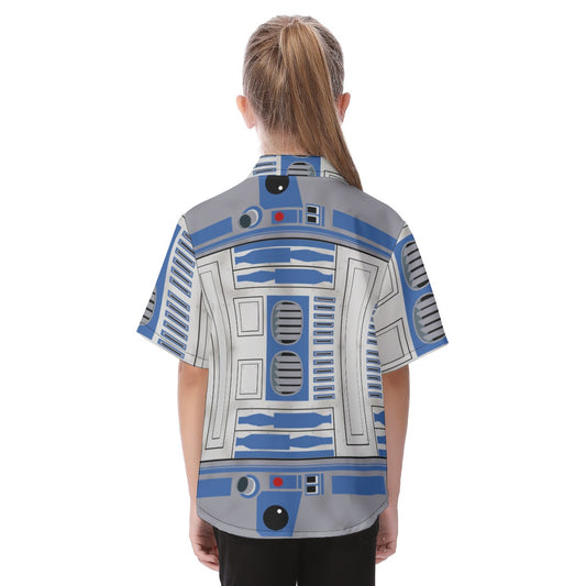 Little Blue Droid - Kid's Hawaiian Button Up Shirt